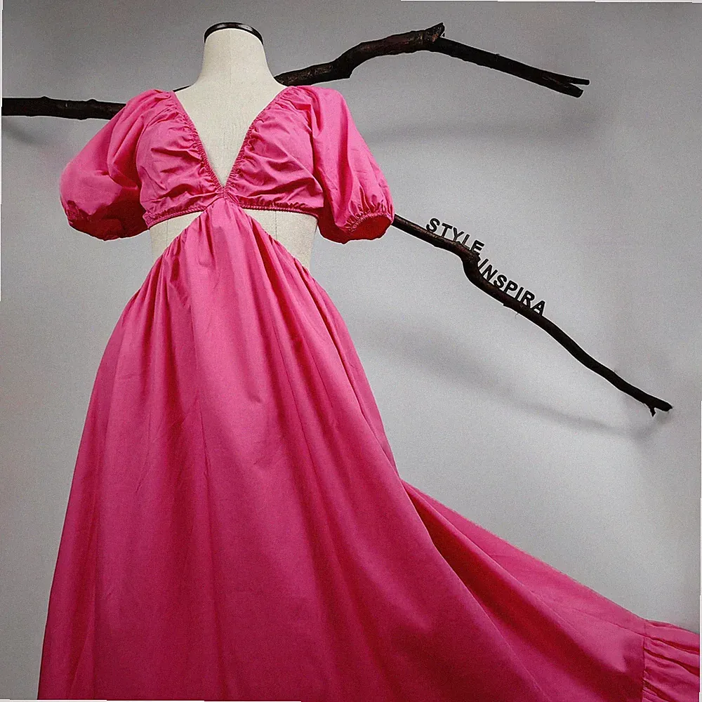 ZARA 💗 DAMEN KLEID POPELINKLEID BAUMWOLLE CUT-OUTS PINK FUCHSIA 1971/103 M
