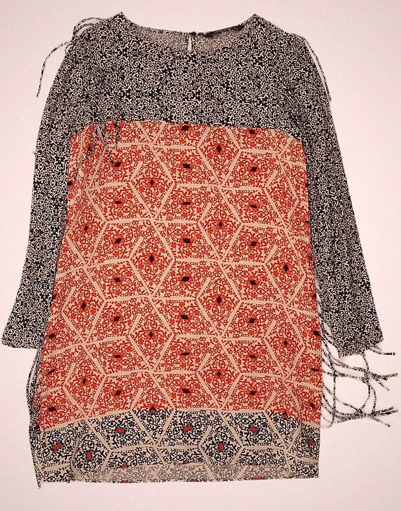 ZARA Damen Oversize Etuikleid UK 10 Small Mehrfarbig VY01