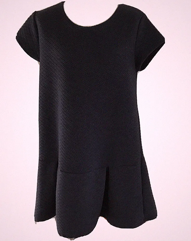 Zara Girls Kleid 164 Blaugrau 13/14 Blau Hängerchen Etuikleid Kurzarm Struktur