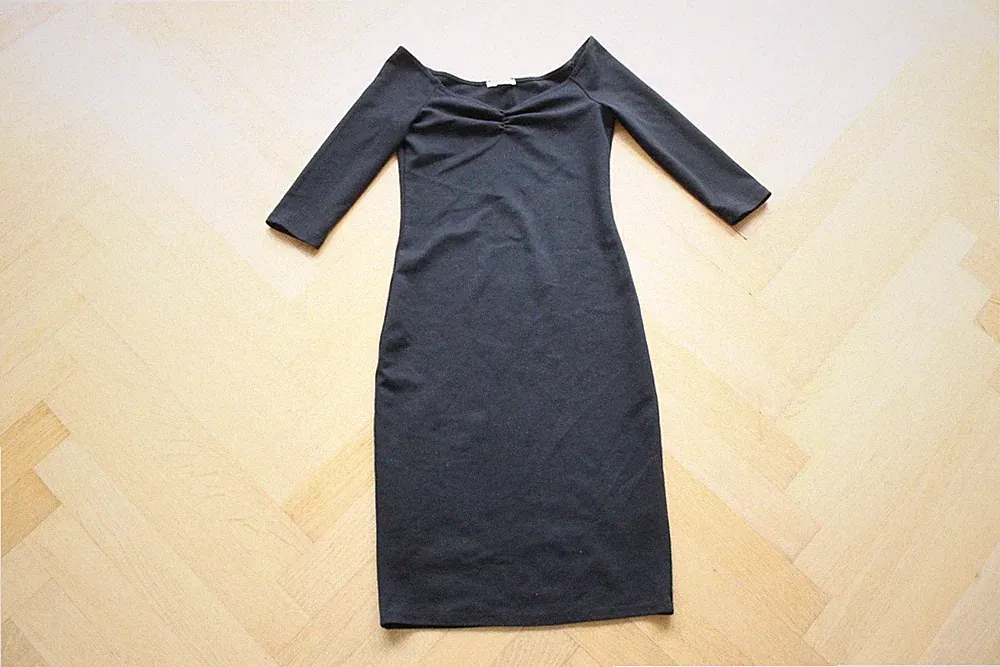 Zara Gr.S/36 Etui-kleid das kleine Schwarz Abend-kleid langarm tailliert