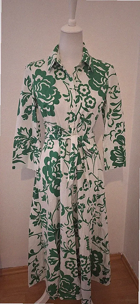 ZARA KLEID HEMDBLUSENKLEID BAUMWOLLE POPELINE A-LINIE BINDEGÜRTEL S 7875/047