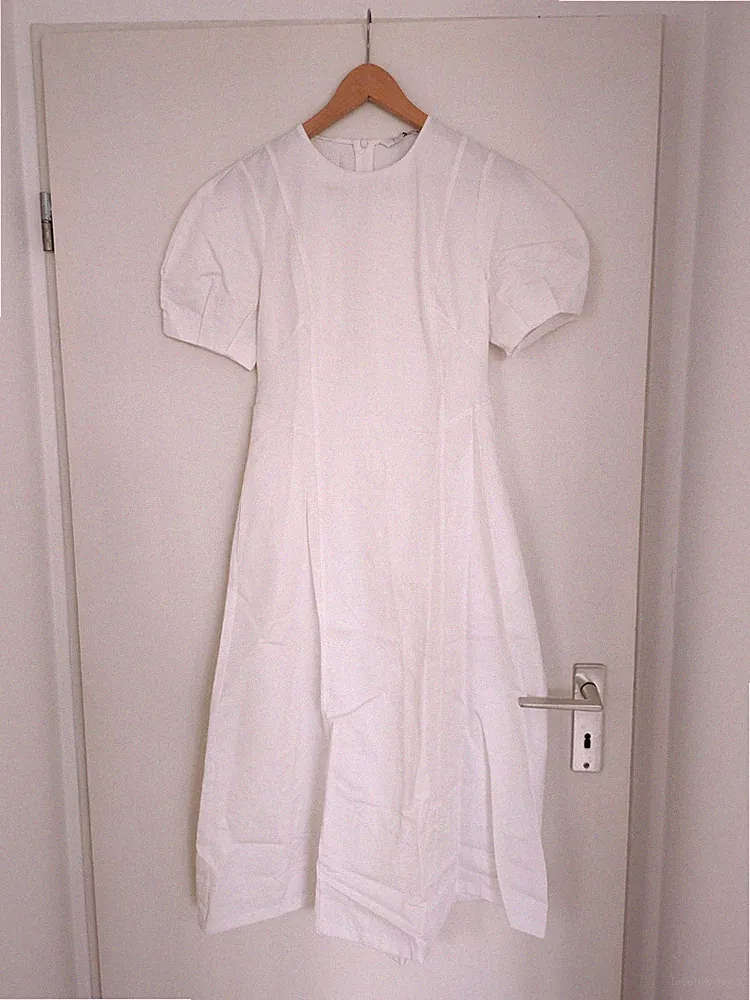 Zara KLEID LEINEN BAUMWOLLE WEISS S 36