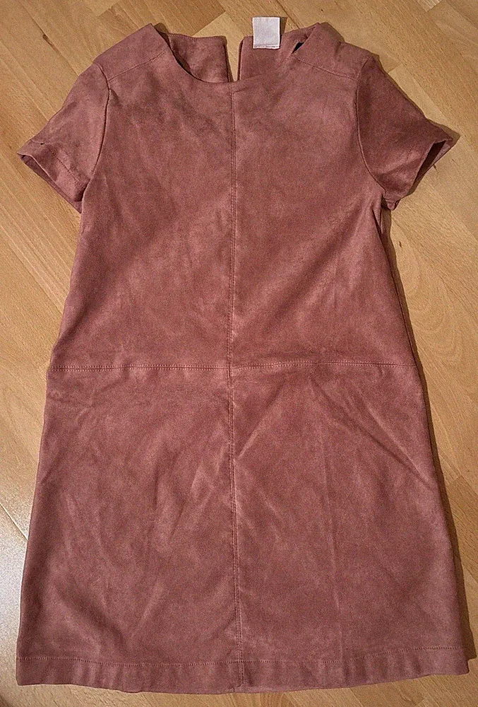 ZARA Mädchen Kleid Gr. 152 Wildlederoptik Altrosa Kurzarm ungetragen