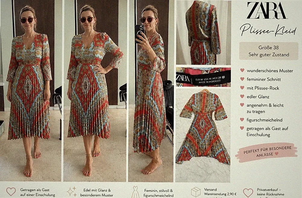 ZARA Plissekleid in Größe 38 Einschulungsoutfit