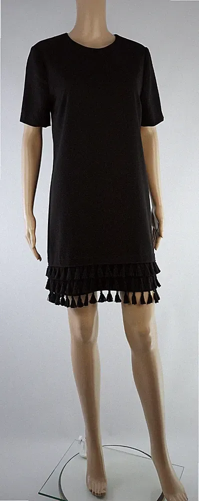 Zara women Cocktail Eventkleid S schwarz Quasten A-Linie kurz