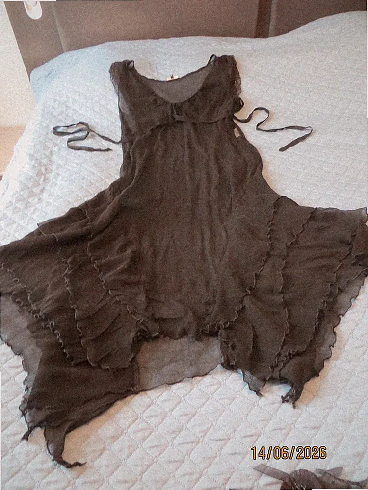 Zart wie ein Flügelschlag 100%Silk Seide Chiffon Kleid BISS 40/42