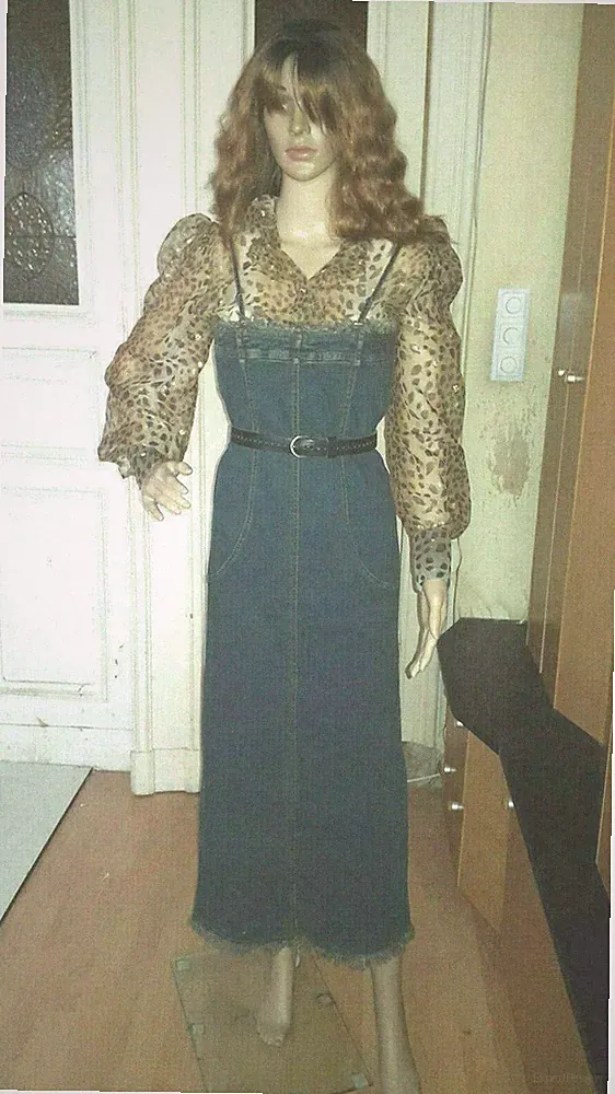 Zauberhaftes bodenlanges Jeans - Etuikleid Gr.36