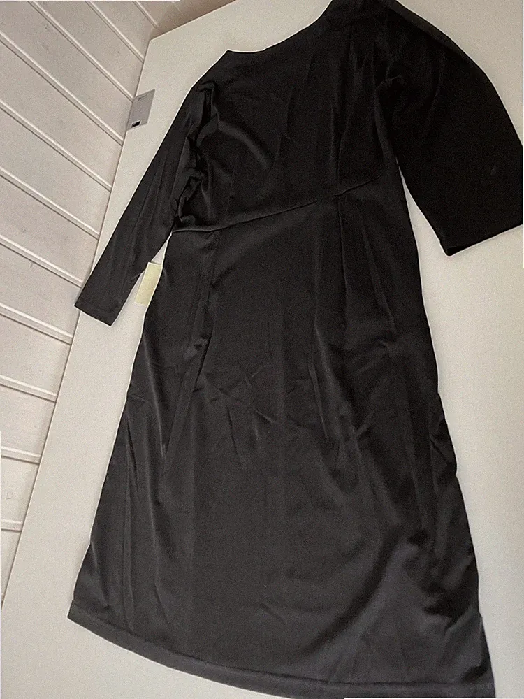 Zeagoo, Black Dress, Knielang, 7/8-Ärmel, Rundhalsausschnitt. Maschinenwaschbar.