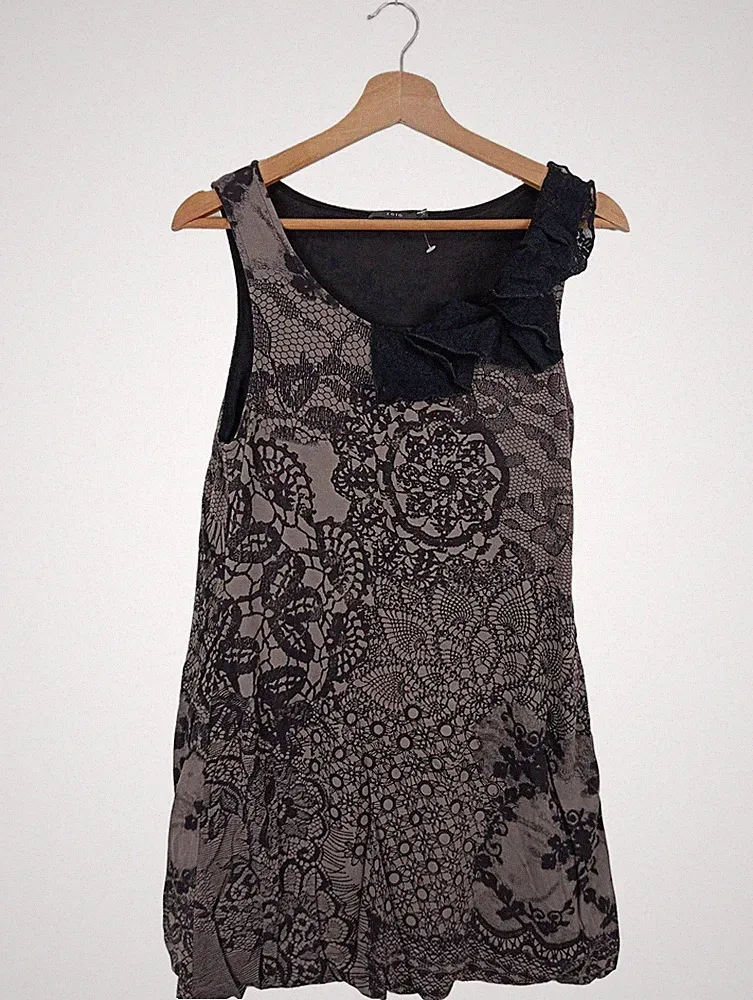 ZERO A-Linien Kleid Damen Kleid Gr. DE 40 schwarz-braun Casual-Look