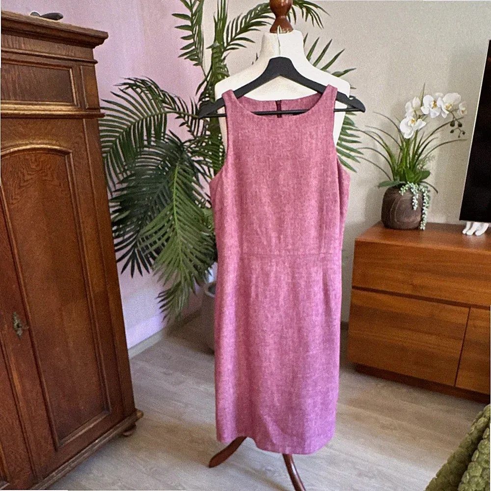 zero Damen Etuikleid Tweed rosa ärmellos Gr. 40 Reißverschluss knie-lang