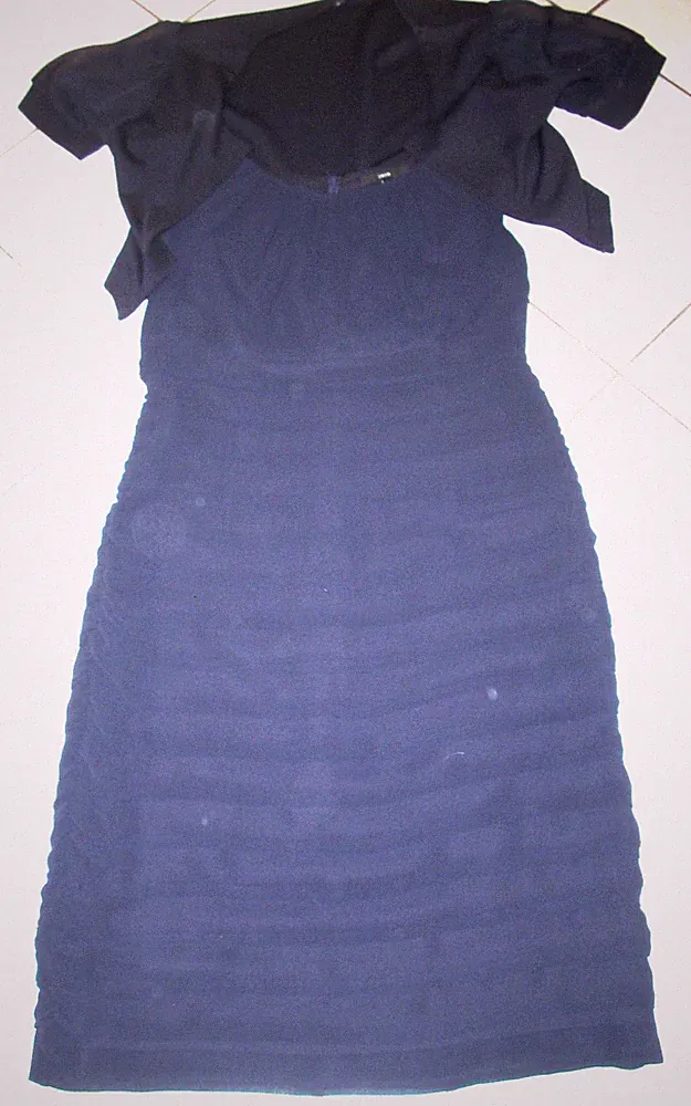 Zero Kleid Gr. 36 blau Etuikleid mit Jäckchen gefüttert hochwertig elegant