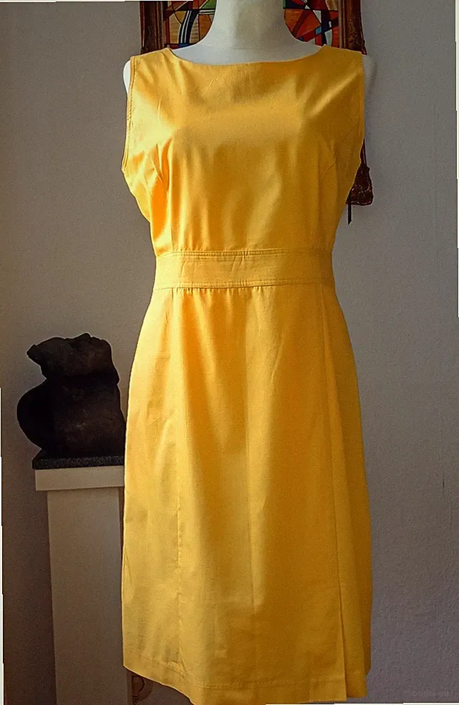 ZERO SOMMER ETUI KLEID ÄRMELLOS GELB BAUMWOLLE GR. 40