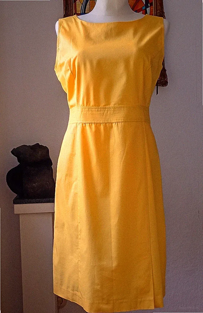 ZERO SOMMER ETUI KLEID ÄRMELLOS GELB BAUMWOLLE GR. 44