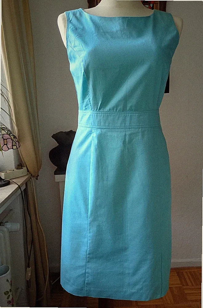 ZERO SOMMER ETUI KLEID ÄRMELLOS HELLBLAU BAUMWOLLE GR. 40