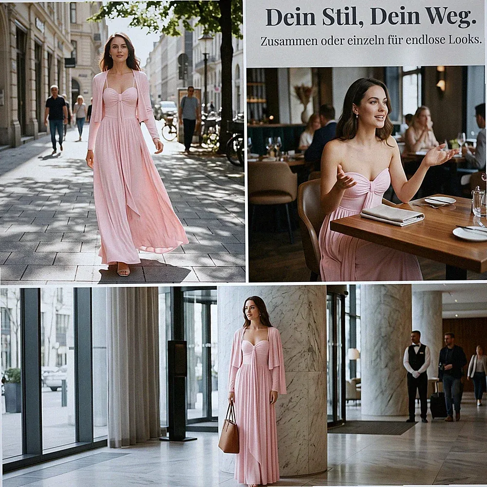 Zweiteiliges Kleiderset für Damen – A-Linien-Kleid Langarm mit Cardigan