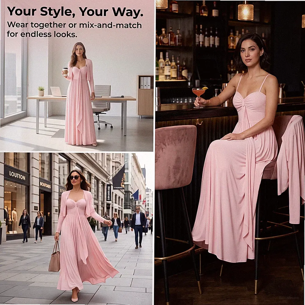 Zweiteiliges Langarm Cardigan Kleid Set für Winter Urban Pendeln